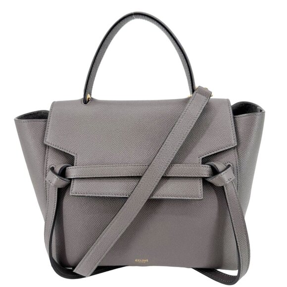 Celine  Micro Belt Grained Leather Shoulder Bag Grey - Picture 1 of 12